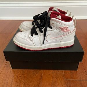 Nike Jordan 1 Mid BP White Gym Red Black Youth 12c Children’s Shoes